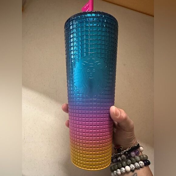 (FNWT Starbucks 2023 Tim Singleton Pride Grid Gradient Ombre Tumbler - Picture 6 of 6